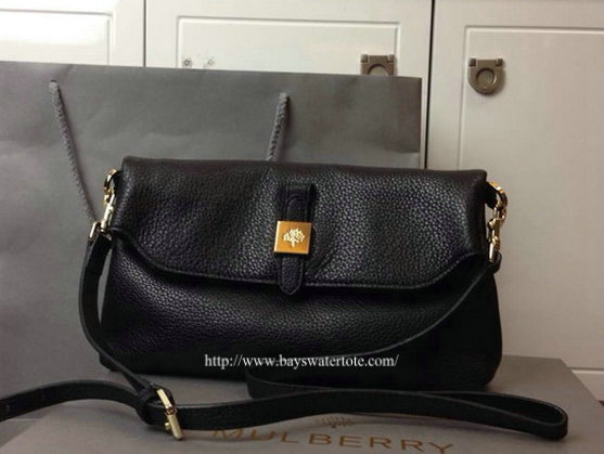 2014 New Mulberry Tessie Shoulder Bag in Black Soft Grain Leather 